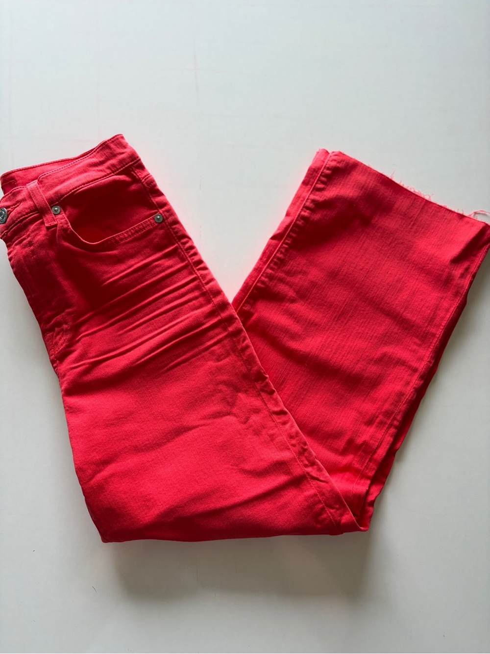 7 for all mankind red wide leg cropped denim jeans high rise women’s size 26